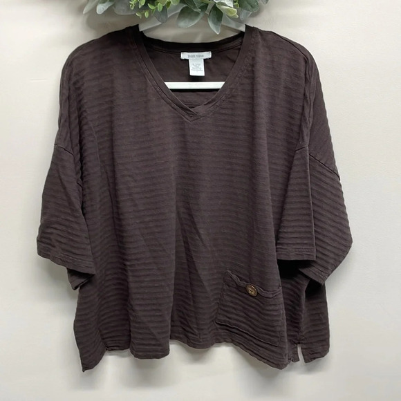 Joan Vass Oversized Knit Short Sleeve Top Brown Size 1 (US 8-10) - Picture 1 of 15